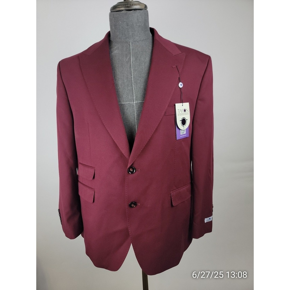Tayion Sport Coat Mens 42L Red Two Button Modern Fit Blazer Suit Jacket NWT - Picture 2 of 9